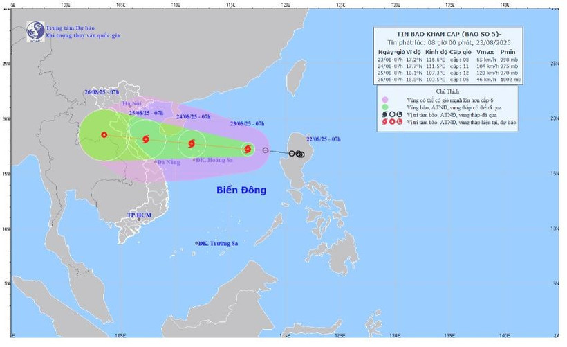 Áp thấp nhiệt đới đã mạnh lên thành cơn bão số 5