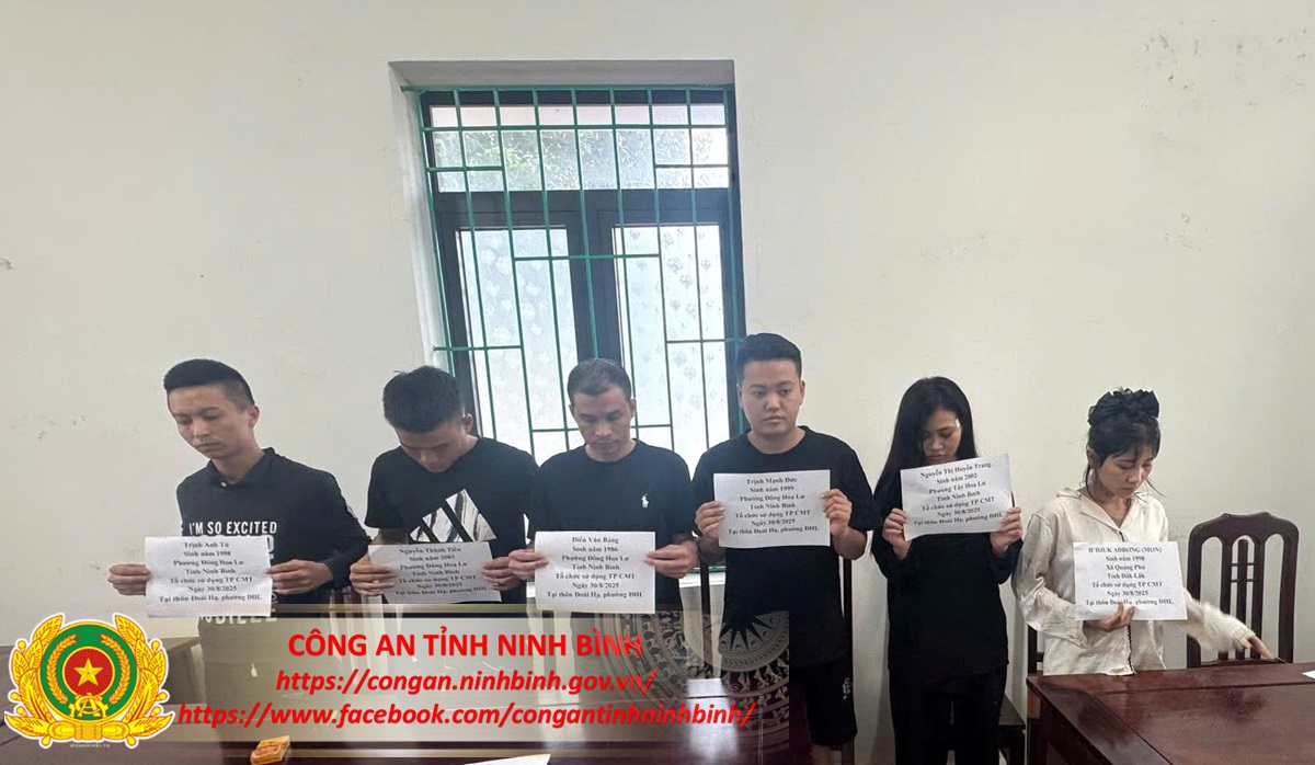 Công an phường Đông Hoa Lư, tỉnh Ninh Bình kiểm tra, phát hiện, bắt giữ vụ tổ chức sử dụng trái phép chất ma túy trên địa bàn